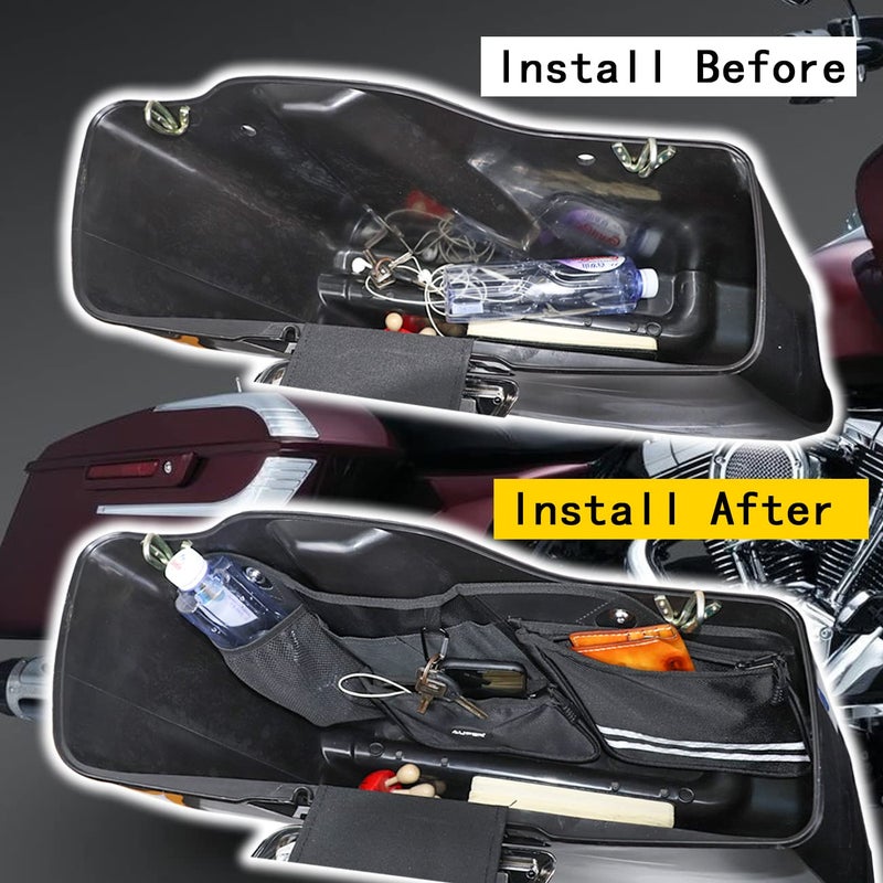 AUFER 2PCS Hard Saddlebag Side Organizer Bag Compatible With For 2014-2024 Touring Street Glide Road King Road Glide Electra Glide Saddle Bag Organizers Storage bag(L+R Side) - Image 4